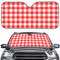 Red And White Buffalo Check Print Car Windshield Sun Shade
