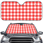 Red And White Buffalo Check Print Car Windshield Sun Shade