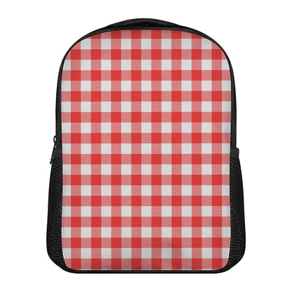 Red And White Buffalo Check Print Casual Backpack