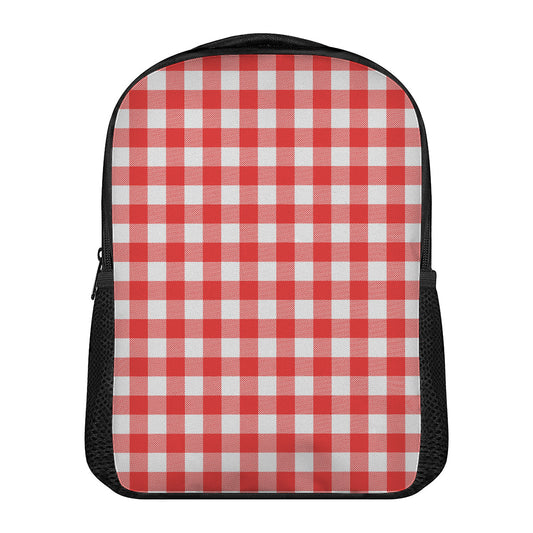 Red And White Buffalo Check Print Casual Backpack