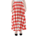 Red And White Buffalo Check Print Chiffon Maxi Skirt