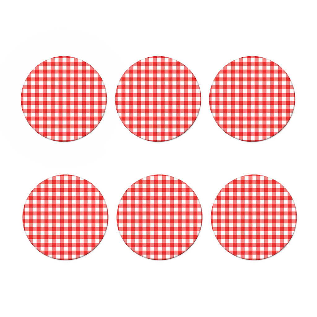 Red And White Buffalo Check Print Coaster Set