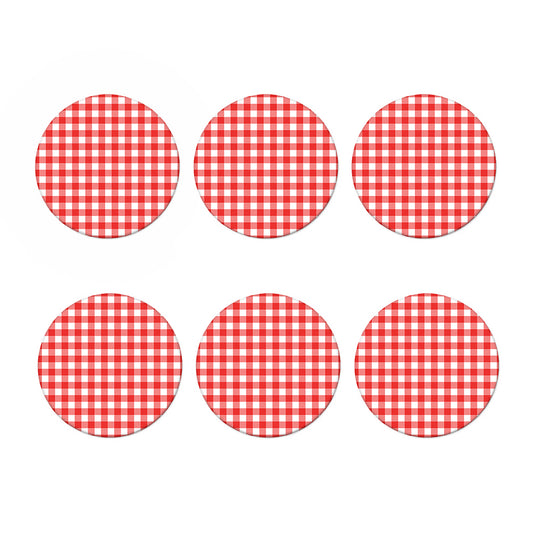 Red And White Buffalo Check Print Coaster Set