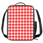Red And White Buffalo Check Print Crossbody Lunch Bag