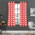 Red And White Buffalo Check Print Grommet Curtain Panels