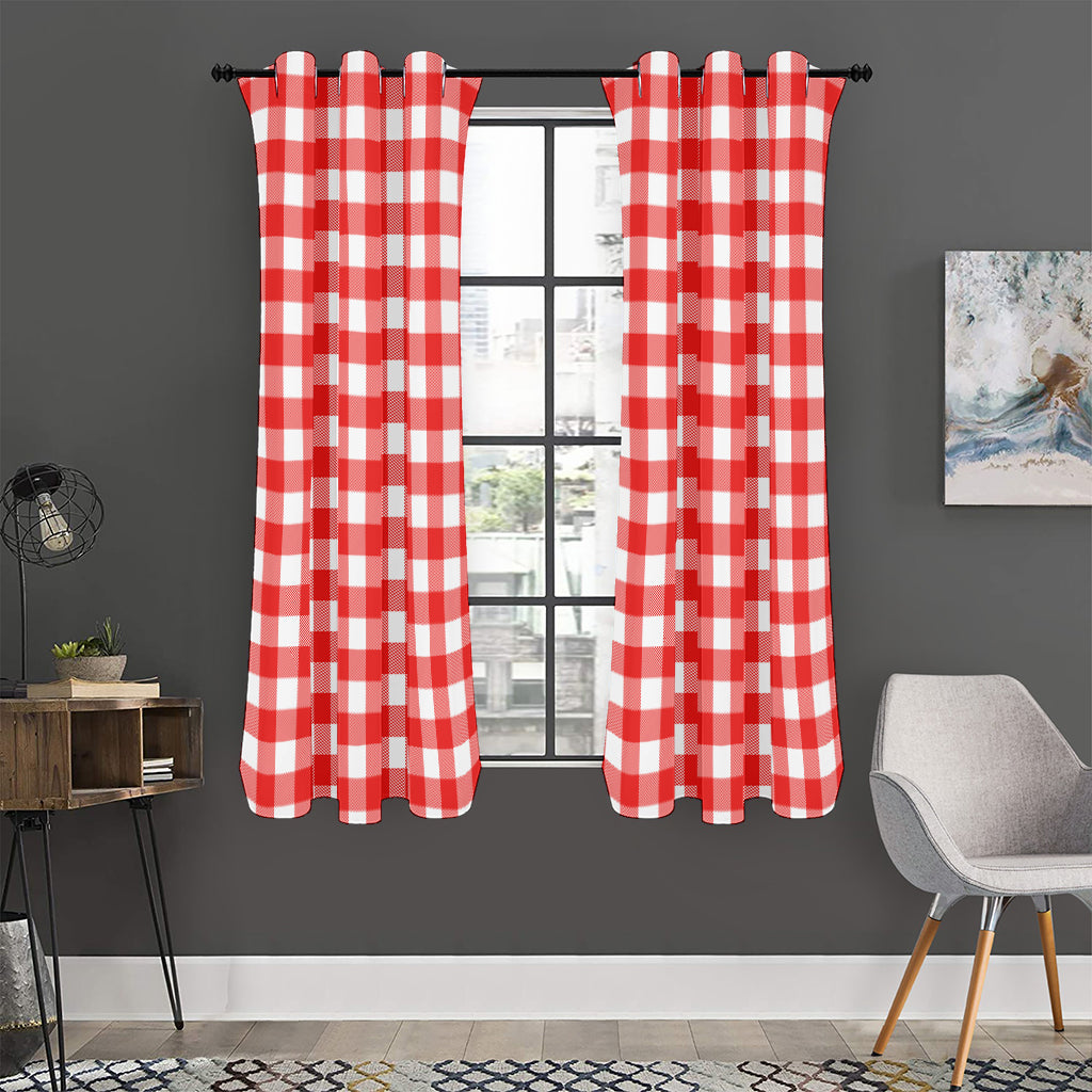 Red And White Buffalo Check Print Curtain