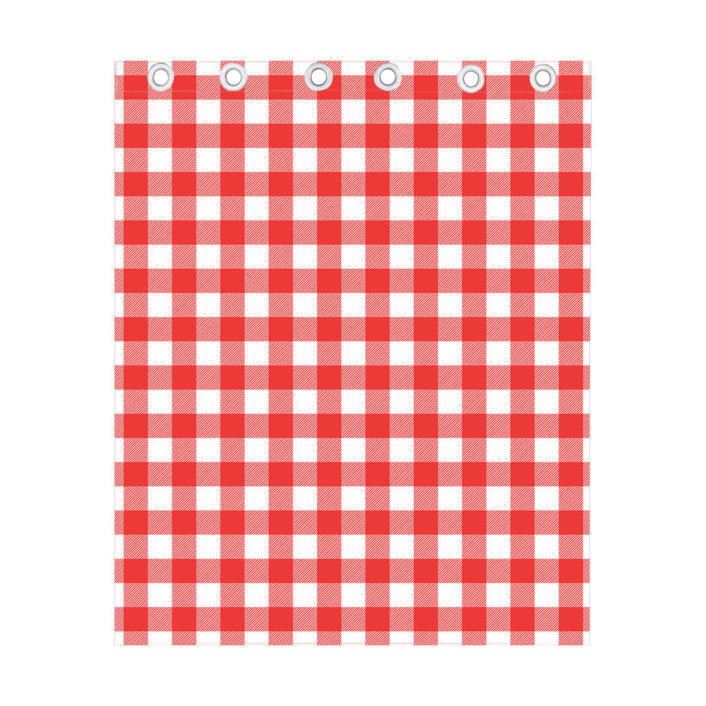 Red And White Buffalo Check Print Curtain