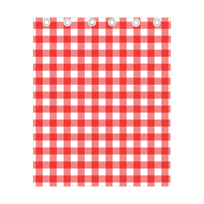 Red And White Buffalo Check Print Curtain