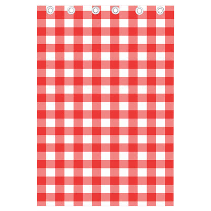 Red And White Buffalo Check Print Curtain