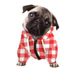 Red And White Buffalo Check Print Dog Zip Up Hoodie