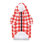 Red And White Buffalo Check Print Dog Zip Up Hoodie