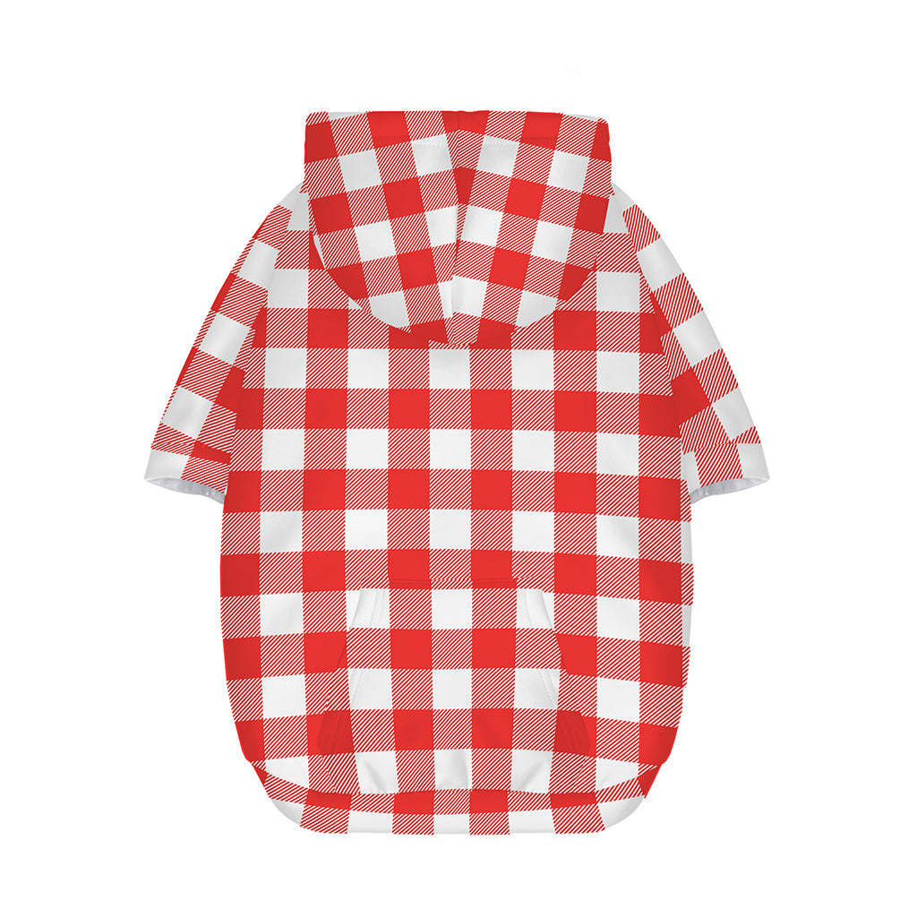Red And White Buffalo Check Print Dog Zip Up Hoodie