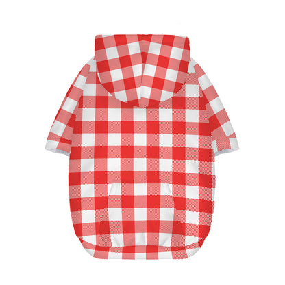 Red And White Buffalo Check Print Dog Zip Up Hoodie