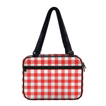 Red And White Buffalo Check Print Double Strap Bible Bag