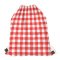 Red And White Buffalo Check Print Drawstring Bag