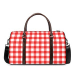 Red And White Buffalo Check Print Duffle Bag