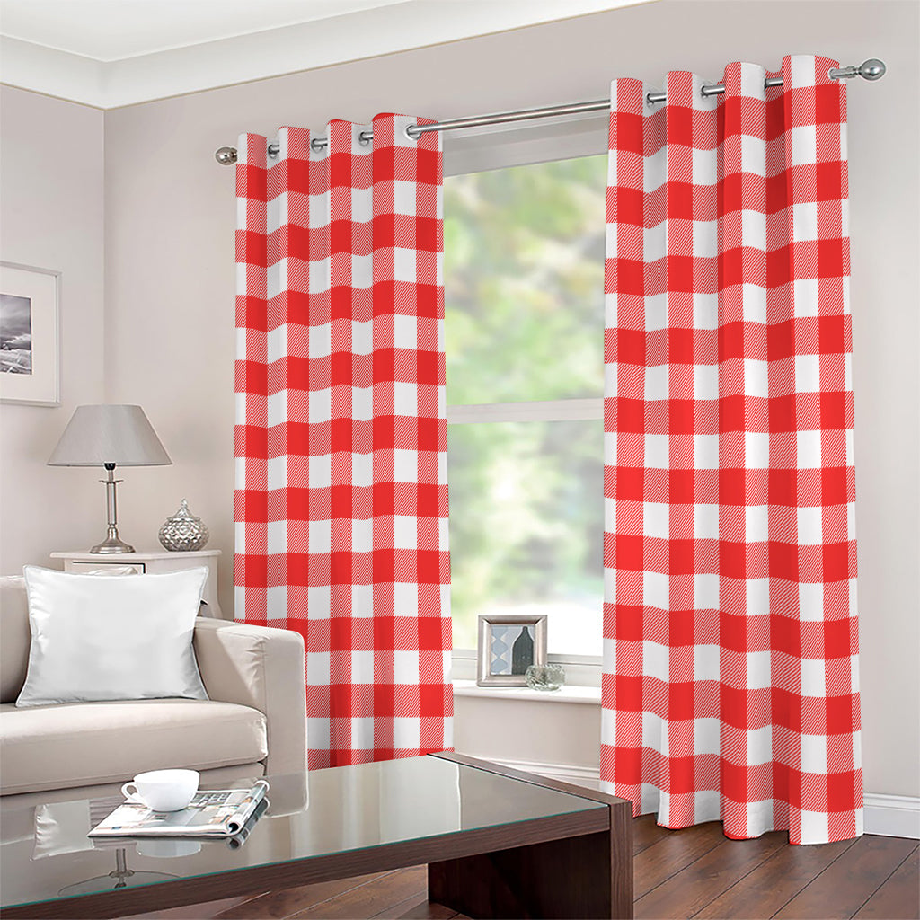 Red And White Buffalo Check Print Extra Wide Grommet Curtains