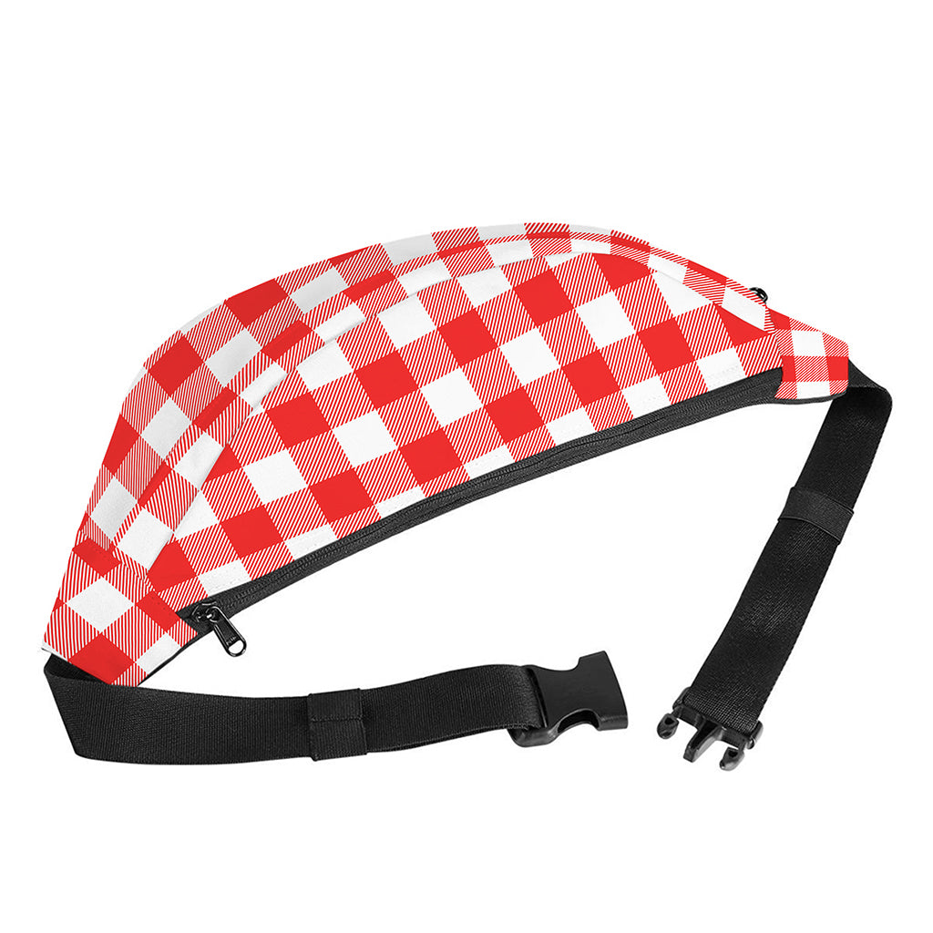 Red And White Buffalo Check Print Fanny Pack