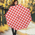 Red And White Buffalo Check Print Foldable Umbrella