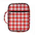 Red And White Buffalo Check Print Front Pocket Bible Bag