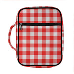 Red And White Buffalo Check Print Front Pocket Bible Bag