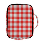 Red And White Buffalo Check Print Front Pocket Bible Bag