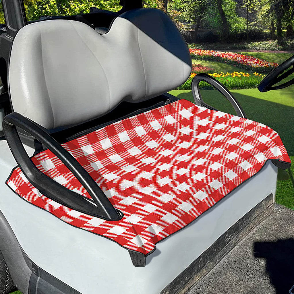 Red And White Buffalo Check Print Golf Cart Seat Cover