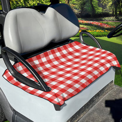 Red And White Buffalo Check Print Golf Cart Seat Cover