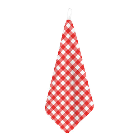 Red And White Buffalo Check Print Hand Towel