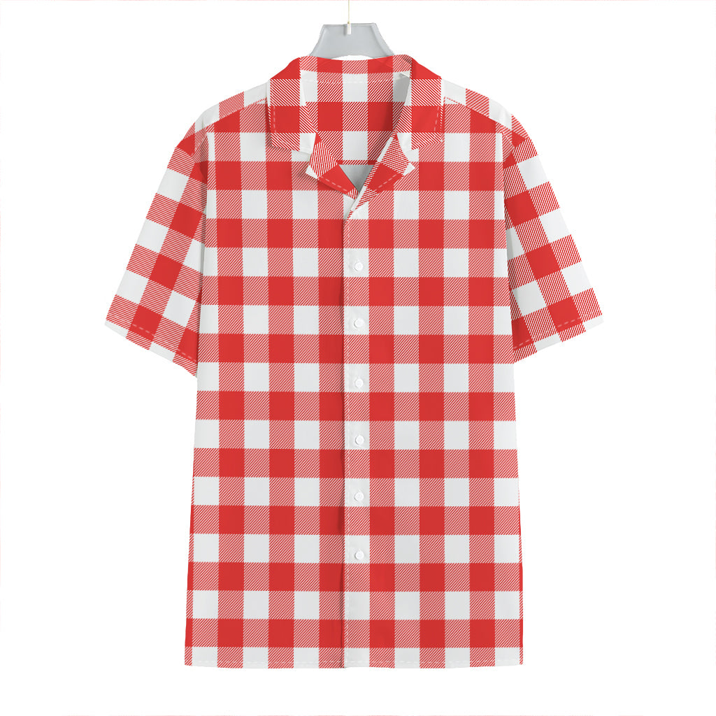 Red And White Buffalo Check Print Hawaiian Shirt