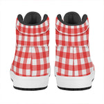 Red And White Buffalo Check Print High Top Leather Sneakers
