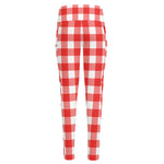 Red And White Buffalo Check Print High-Waisted Pocket Leggings