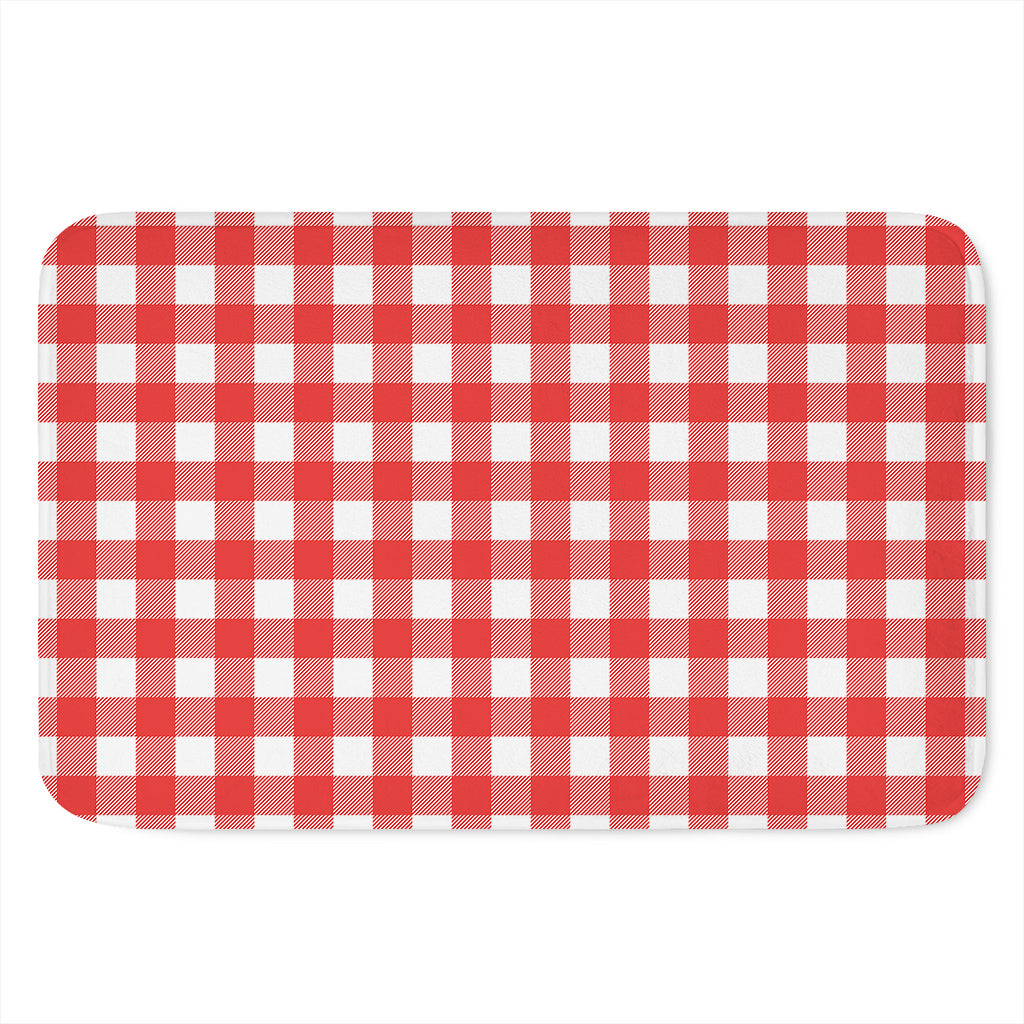 Red And White Buffalo Check Print Indoor Door Mat