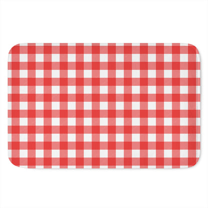 Red And White Buffalo Check Print Indoor Door Mat