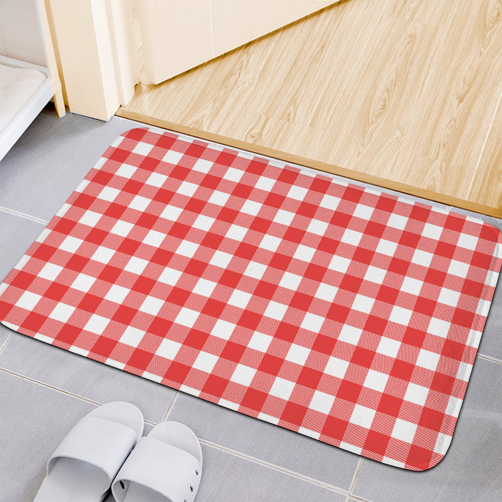 Red And White Buffalo Check Print Indoor Door Mat