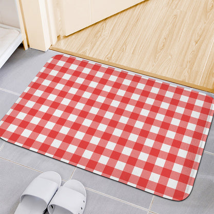 Red And White Buffalo Check Print Indoor Door Mat
