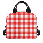Red And White Buffalo Check Print Insulated Lunch Bag