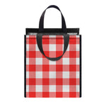 Red And White Buffalo Check Print Insulated Lunch Tote