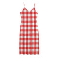 Red And White Buffalo Check Print Jersey Midi Cami Dress