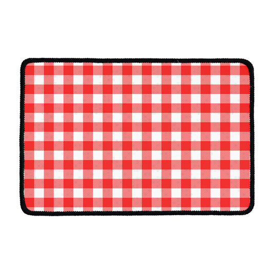 Red And White Buffalo Check Print Kitchen Mat