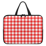 Red And White Buffalo Check Print Laptop Sleeve With Handle