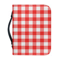 Red And White Buffalo Check Print Leather Bible Cover