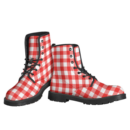 Red And White Buffalo Check Print Backpack