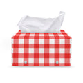 Red And White Buffalo Check Print Leather Tissue Box Cover