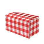 Red And White Buffalo Check Print Leather Tissue Box Cover