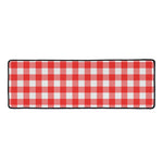 Red And White Buffalo Check Print Long Kitchen Mat