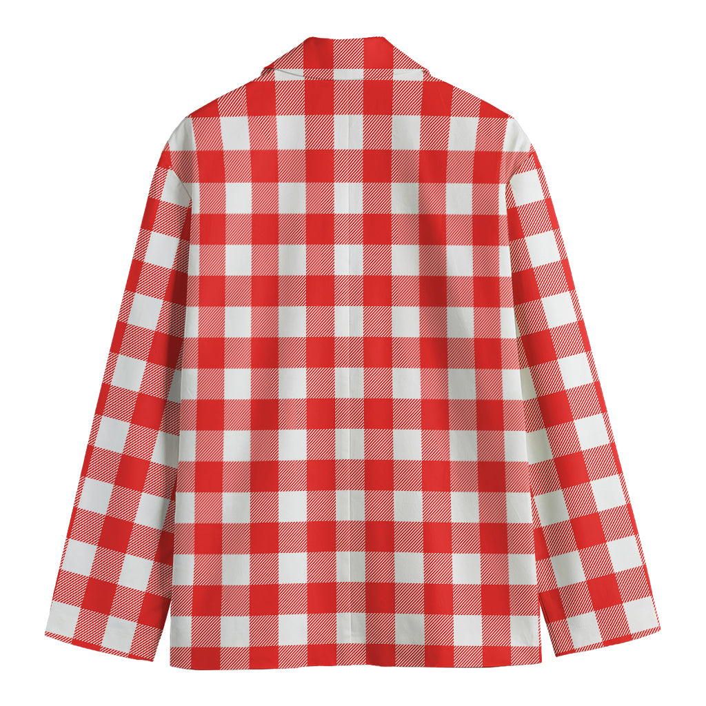 Red And White Buffalo Check Print Men's Blazer