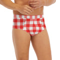 Red And White Buffalo Check Print Men's Briefs