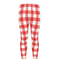 Red And White Buffalo Check Print Men's Leggings