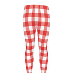 Red And White Buffalo Check Print Men's leggings